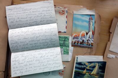Old letters from a World War II veteran in a scrapbook at the home of Scott Zuckerman, MD, author of "Dreams of My Comrades," in Park City on Monday, May 7, 2018.
