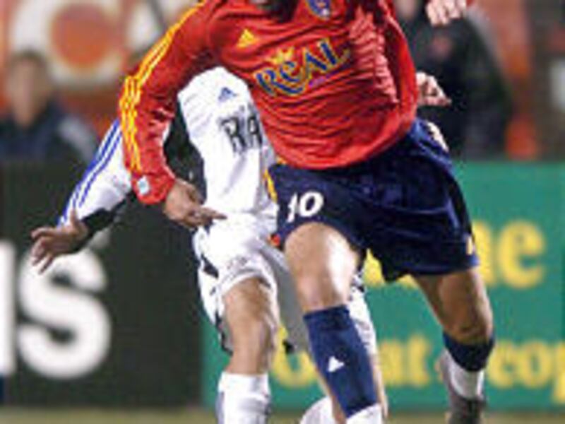 Real Salt Lake's Clint Mathis advances the ball during a 1-0 defeat to Colorado on Wednesday night.