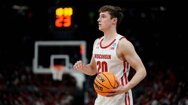 Wisconsin’s Ben Carlson during the second half of a first-round NCAA college basketball tournament game against Colgate.