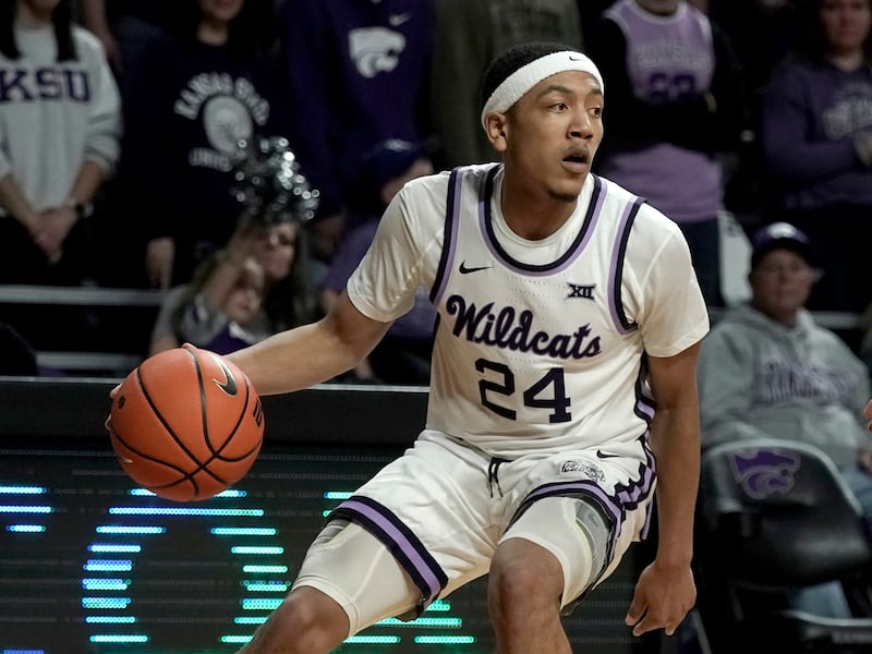 Kansas State guard Nijel Pack drives during a game against Iowa State Saturday,