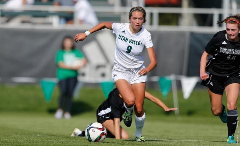 Tori Smith runs with the ball from defenders. Smith returns for her senior season after recording one goal and two assists last season, while Utah Valley opens its season at Hawaii on Friday night.