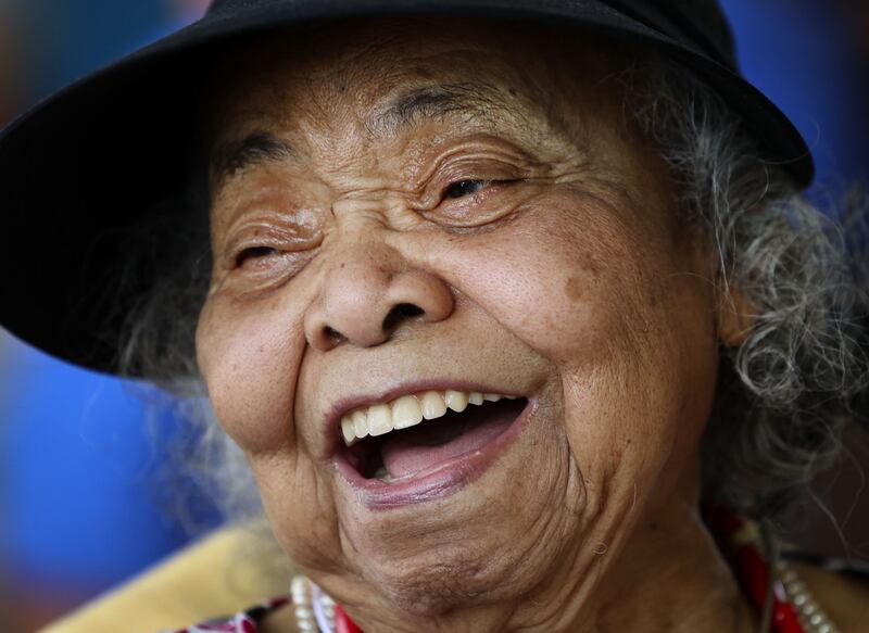 Lula Lee Harley Henry, 101, attends the 34th annual centenarian celebration at the Viridian Event Center in West Jordan on Thursday. “Mind you own business, it helps you sleep better. Trust only in God,” are Henry’s words of advice.