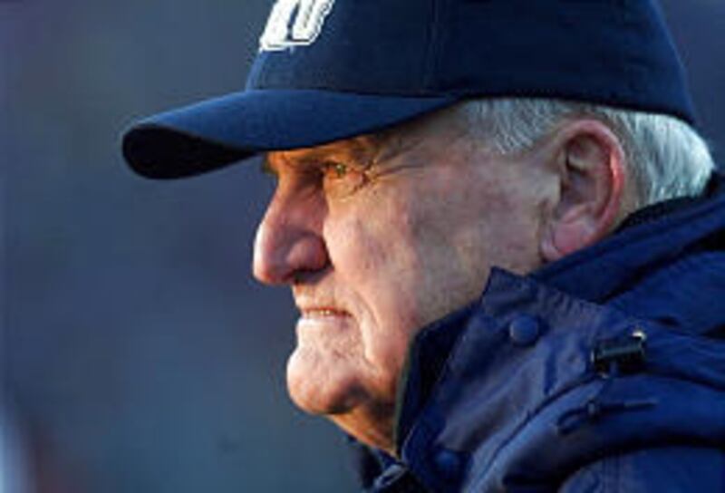 LaVell Edwards watches the action from the sidelines in Provo on Nov. 18, 2000, during his final game as BYU coach.