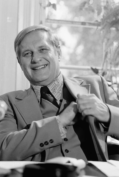 Newspaper Columnist Jack Anderson tells a Washington news conference Monday, September 27, 1976 he’s filed suit against former President Richard Nixon and 19 subordinates.