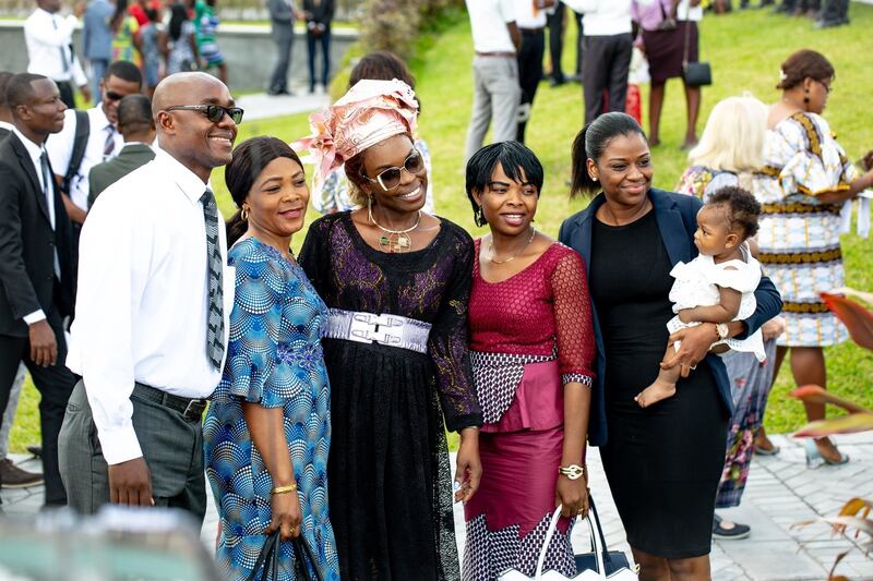 Latter-day Saints gather outside the Kinshasa Democratic Republic of the Congo Temple on its dedication day, Sunday, April 14, 2019.
