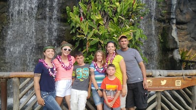 The Bingham family visits the Polynesian Cultural Center in August 2017.
