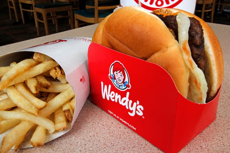 A Wendy’s single with cheese large combo meal at a Wendy’s restaurant in Mt. Lebanon, Pennsylvania.