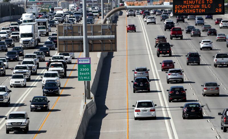 Traffic on I-15 near 5300 South in Murray is pictured on Thursday, July 12, 2018.