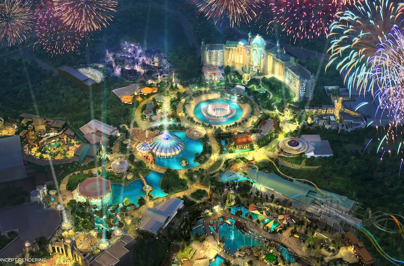 A rendering of the new theme park, Universal’s Epic Universe.