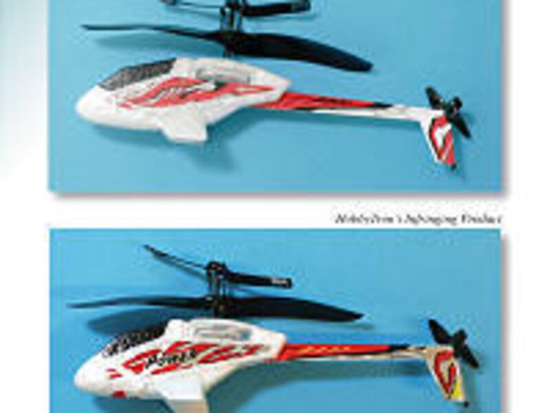 Exhibit photos show Silverlit's "Picoo Z," top, and HobbyTron.com's "Picco Z."
