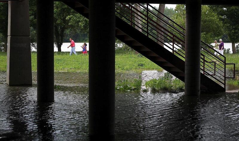 The Missouri River in St. Joseph Missouri is seen backed up underneath the Remington Nature Center Monday, June 20, 2011, in St. Joseph, Mo. During the next few days, the Missouri River is expected to rise as much as 5 to 7 feet above flood stage in much