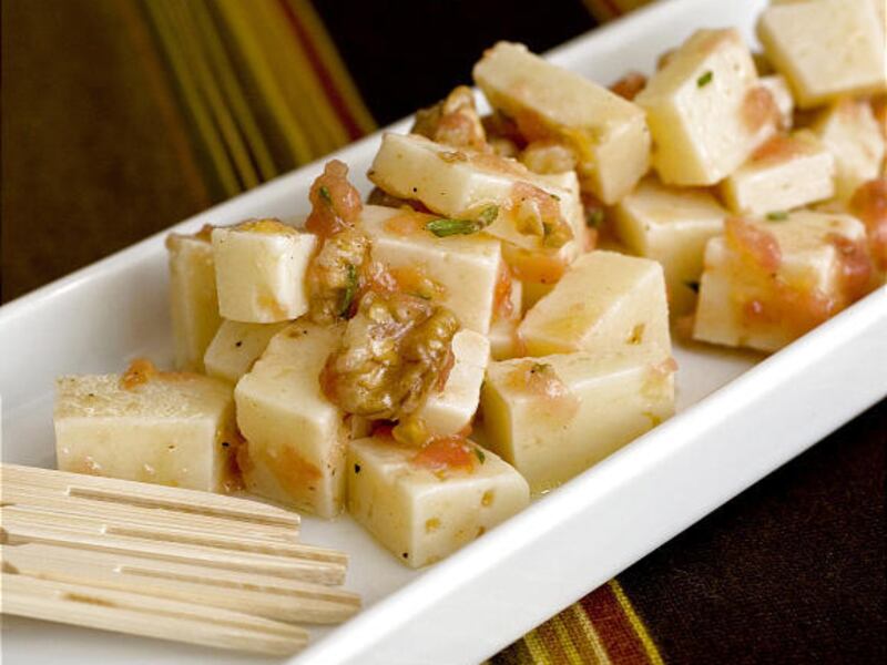 Manchego with Tomato, Rosemary and Walnuts.