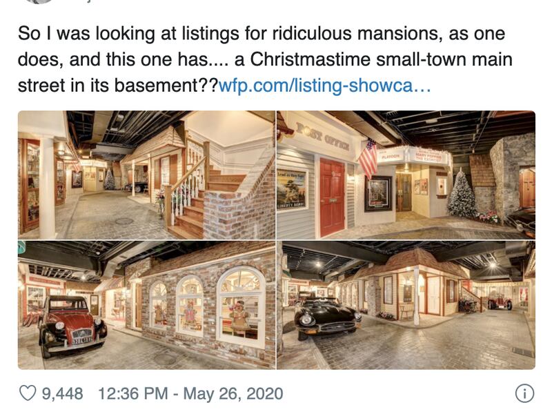 The house has an unique town replica basement that’s been compared to Disneyland