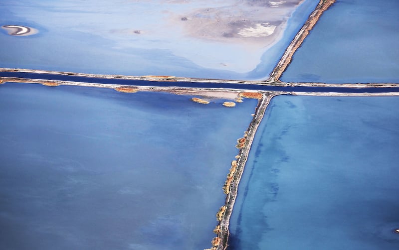 The water level is rising in the Great Salt Lake due to snowmelt as photographed on May 3. The lake has now risen almost 5 feet over the past several months.