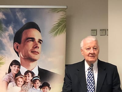 Elder John H. Groberg, an emeritus General Authority Seventy for The Church of Jesus Christ of Latter-day Saints, speaks at a press conference for "The Other Side of Heaven 2: Fire of Faith." The sequel will release nationwide on June 28.