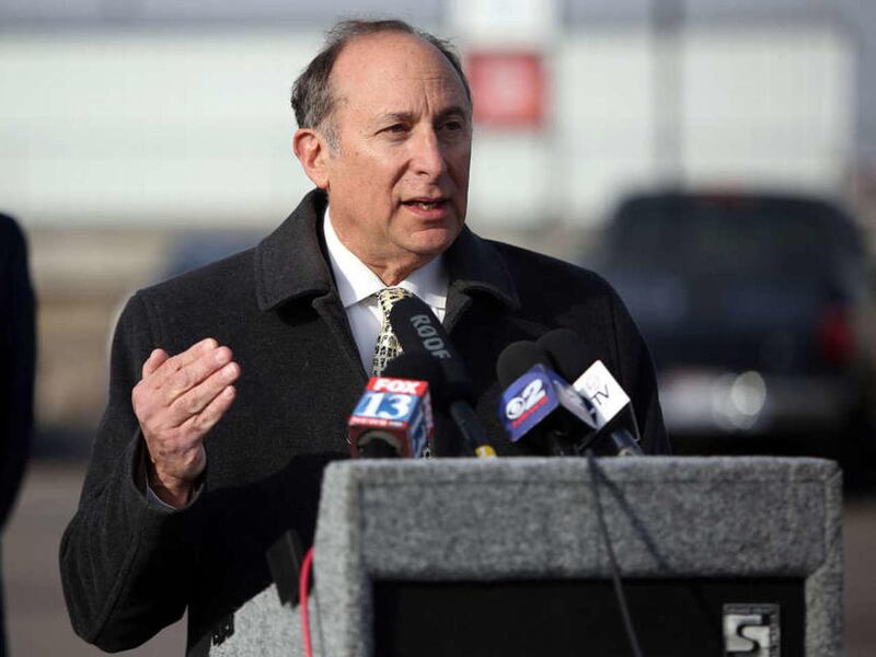 Michael Allegra, UTA president and CEO, talks to the media Thursday, Jan. 29, 2015.