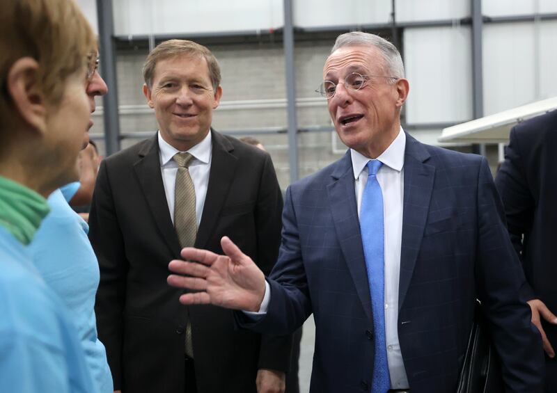 Bishop L. Todd Budge and Elder Ulisses Soares talk to World Food Program USA board members on Feb. 8, 2024.
