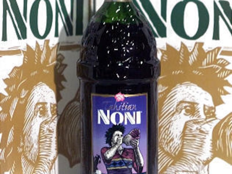 A bottle of Tahitian Noni Juice