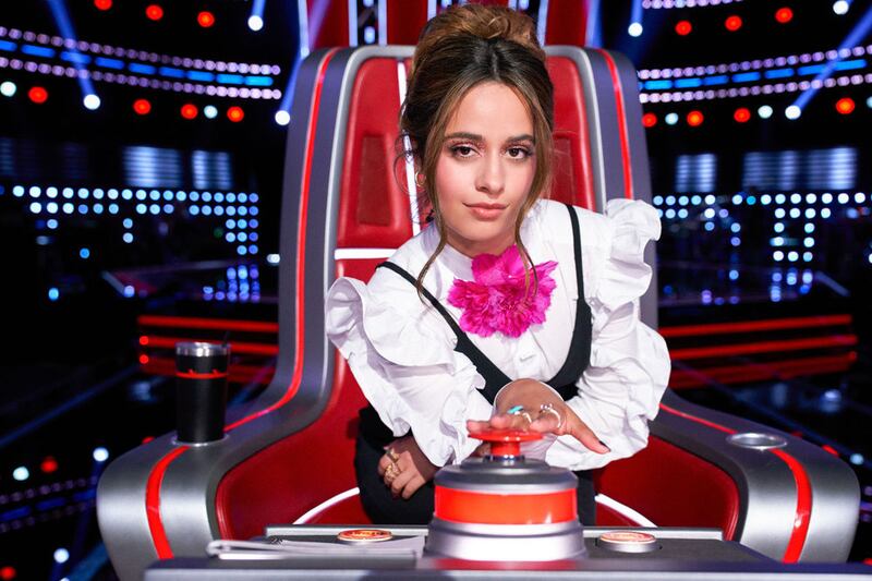 Camila Cabello on the set of “The Voice.”