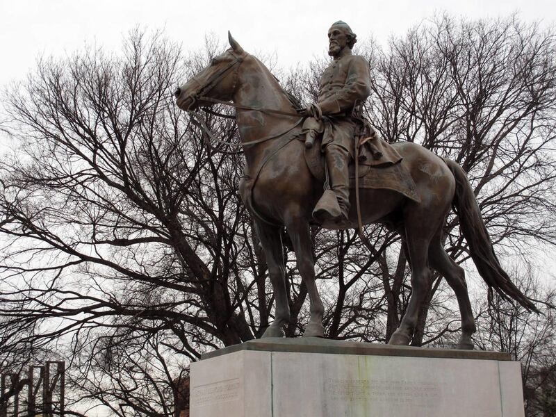 A statue of Nathan Bedford Forrest sits on a concrete pedestal at a park named after the confederate cavalryman on Wednesday, Feb. 6, 2013 in Memphis Tennessee.