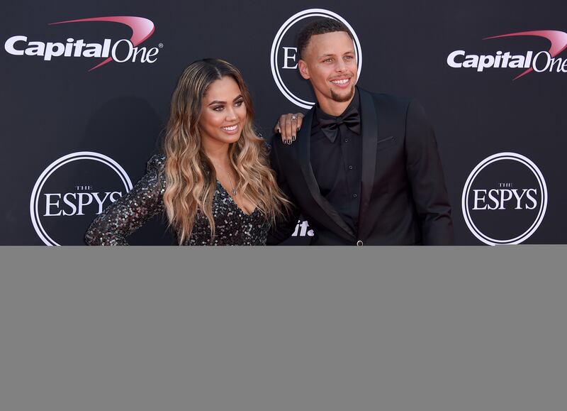 NBA basketball player Stephen Curry of the Golden State Warriors, right, and Ayesha Curry arrive at the ESPYS at the Microsoft Theater on Wednesday, July 12, 2017, in Los Angeles.