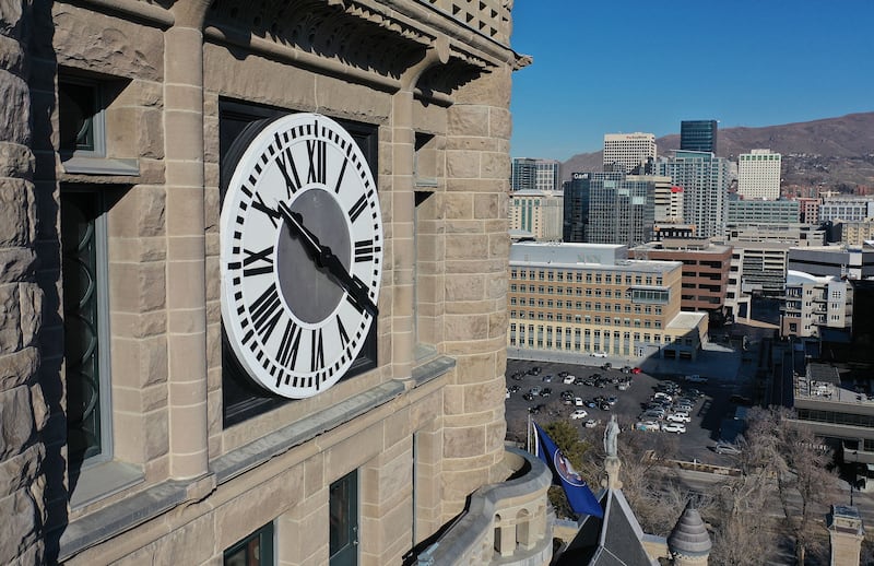 The clock on the City-County Building in Salt Lake City.
