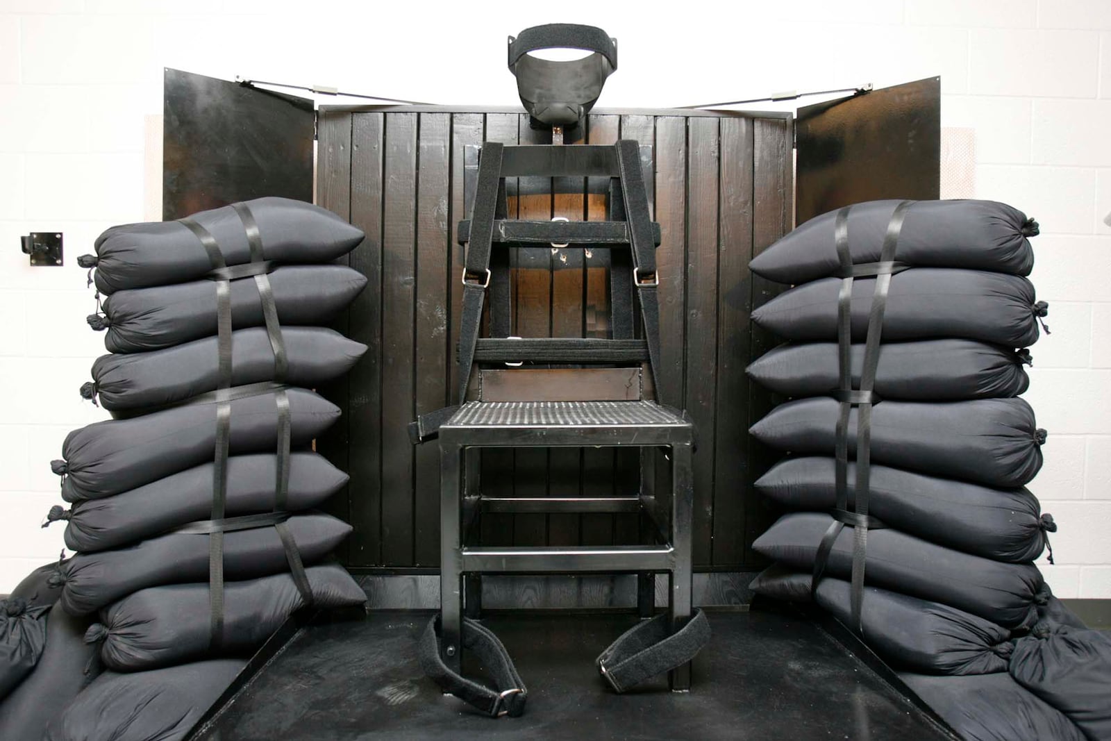 The firing squad execution chamber at the Utah State Prison.