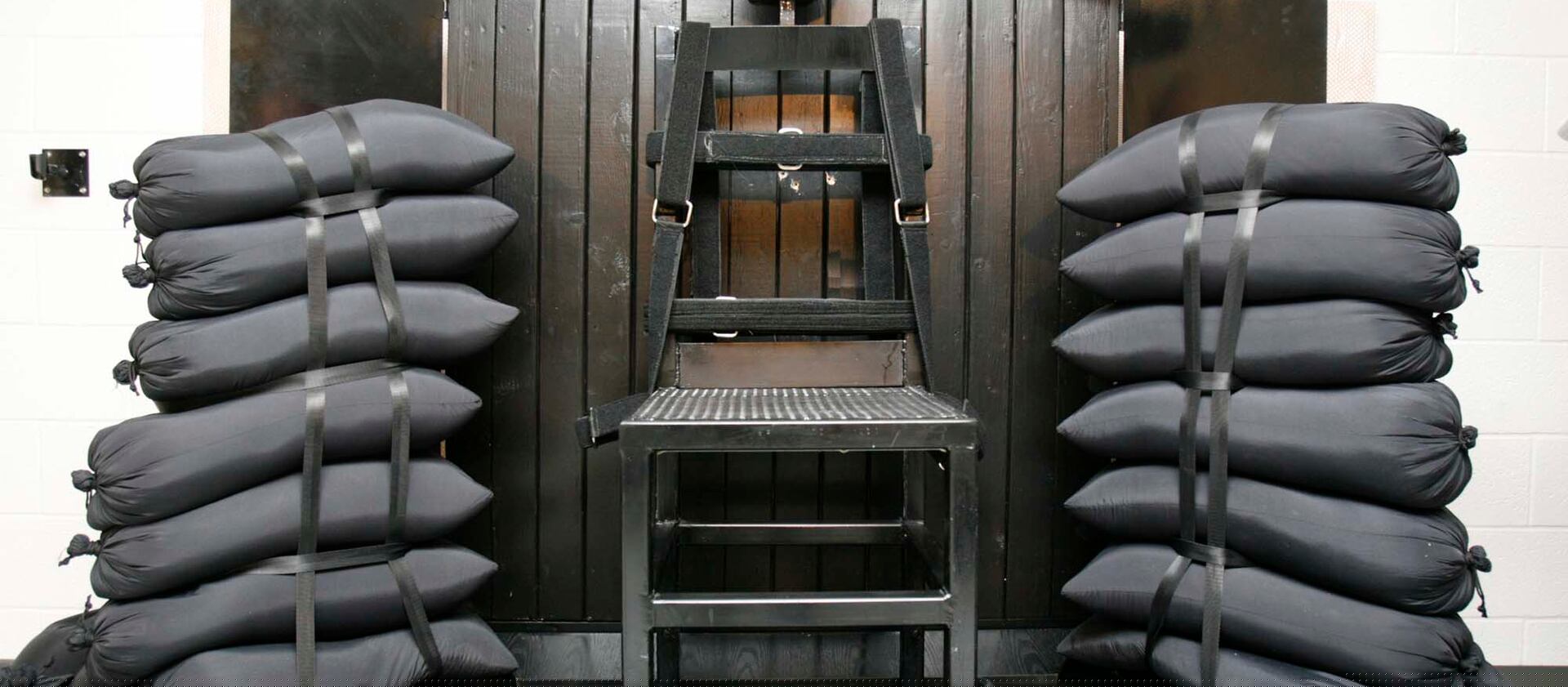The firing squad execution chamber at the Utah State Prison.