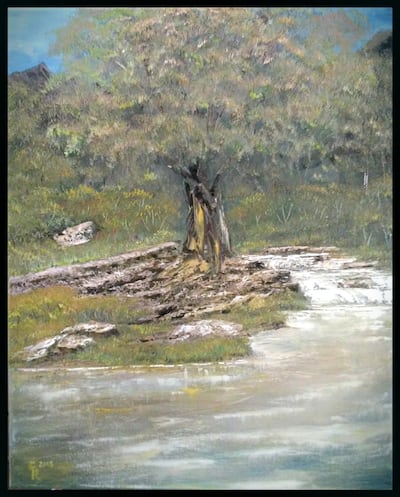 This painting, which includes the symbol of the Tree of Life, was created by Cami Shepherd's former boyfriend after her body was discovered. It was his tribute to her life.