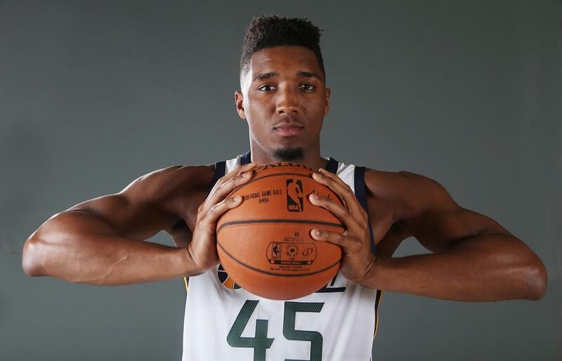 Utah Jazz player Donovan Mitchell during media day in Salt Lake City on Sept 25, 2017.
