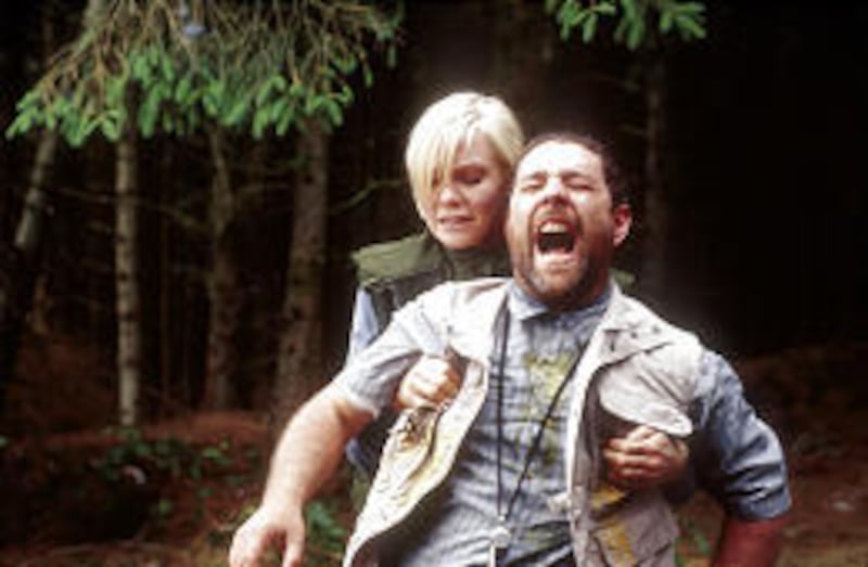 Laura Harris and Andy Nyman in "Severance."