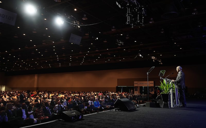 President Russell M. Nelson of The Church of Jesus Christ of Latter-day Saints speaks at the 110th NAACP convention in Detroit on Sunday, July 21, 2019.