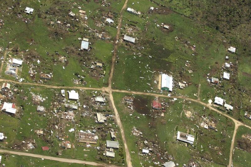 This aerial photo released by the Royal New Zealand Air Force, taken on Saturday, Jan. 11, 2014, shows the damage to Ha'apai island group, in Tonga, following Cyclone Ian. Tongan officials said about 300 to 400 families had their homes severely damaged or