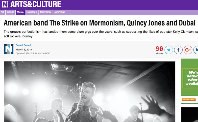 The Strike was featured in an article by The National; lead singer Chris Crabb talked about the band's Mormon ties and perfectionism in its music.