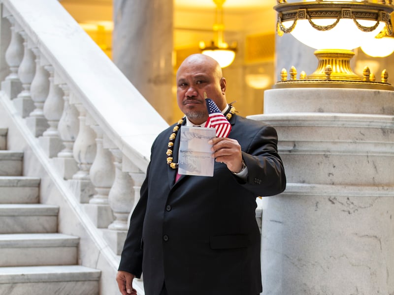In this undated image provided by nonprofit advocacy and legal group Equally American, John Fitisemanu, an American Samoan and the lead plaintiff in a lawsuit against the United States seeking full U.S. citizenship, poses for a photo in Salt Lake City, Ut