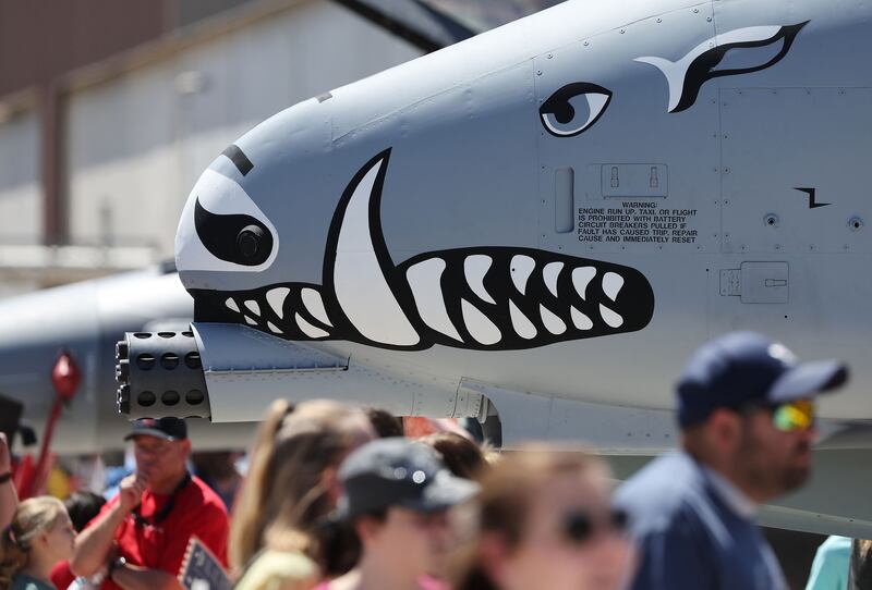 Attendees wander though airplanes during “Warriors Over the Wasatch Air and Space Show” at Hill Air Force Base on Saturday.
