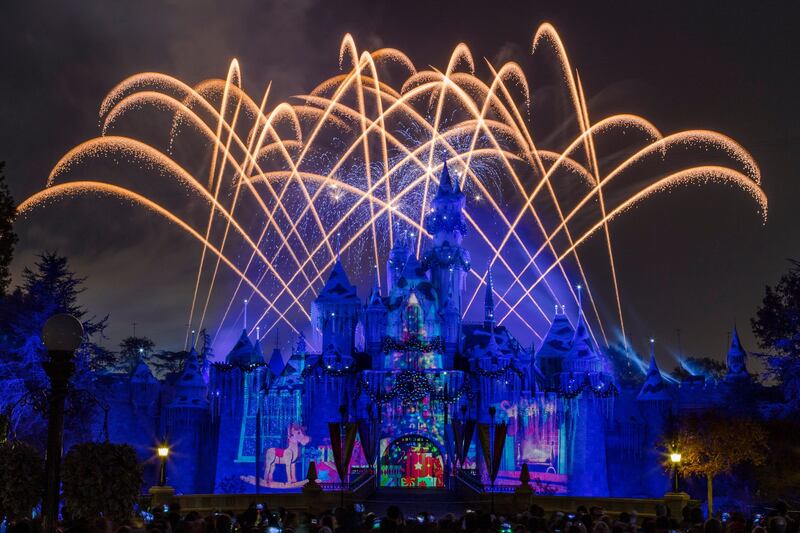 “Believe...In Holiday Magic” fireworks at Disneyland.
