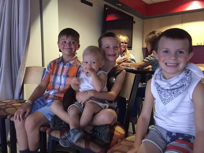 Watching the Days of '47 Rodeo with my little pioneers Boston, Benson and Beckham, and nephew Skyler Child.