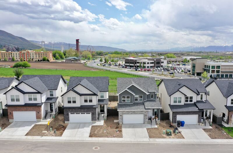 Homes in the Rose development are pictured in Farmington on Monday, May 8, 2023