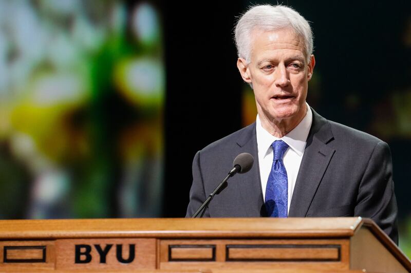 BYU president Kevin Worthen speaks on campus in Provo