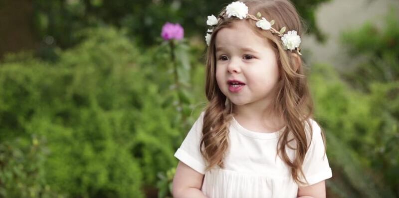 Claire Crosby, 3, sings "Gethsemane."