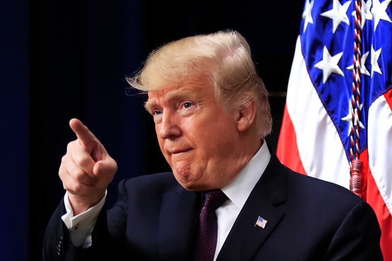 In this Nov. 15, 2018 photo, President Donald Trump speaks during a conference at the Eisenhower Executive Office Building on the White House complex in Washington. Trump said in a statement Tuesday that the U.S. does not condone the killing of the U.S-ba