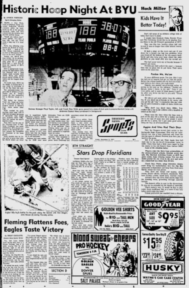 Deseret News archives: First game in Marriott Center was, what else, a W