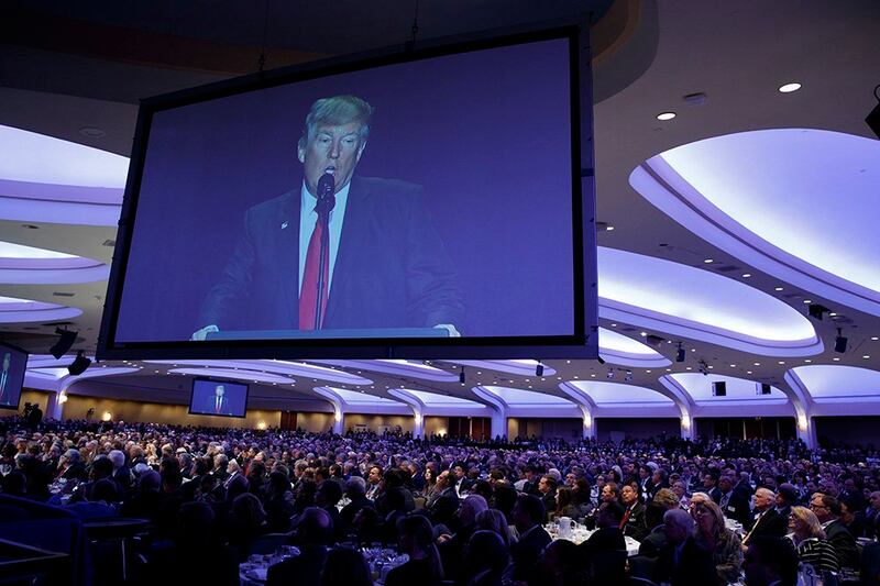 President Trump speaks during the National Prayer Breakfast on Feb. 2, 2017, in Washington.