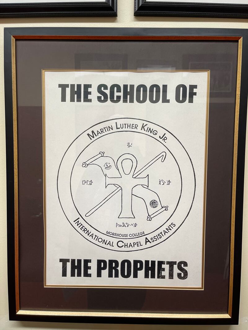 A framed image at the Martin Luther King Jr. International Chapel at Morehouse College in Atlanta, Georgia.