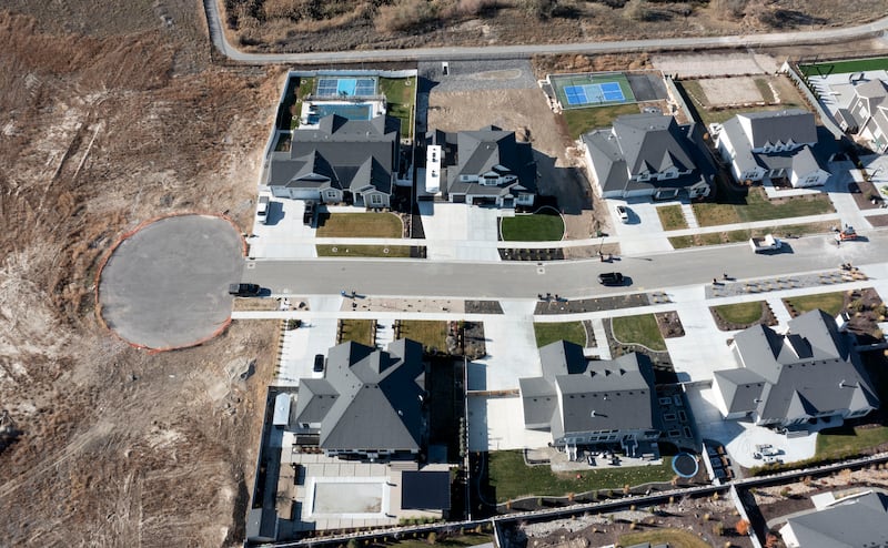 Homes in Big Willow Creek Estates are under construction in Draper, Utah.