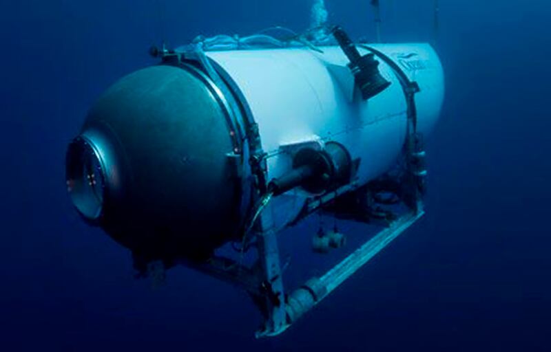 This undated image provided by OceanGate Expeditions in June 2021 shows the company’s Titan submersible.