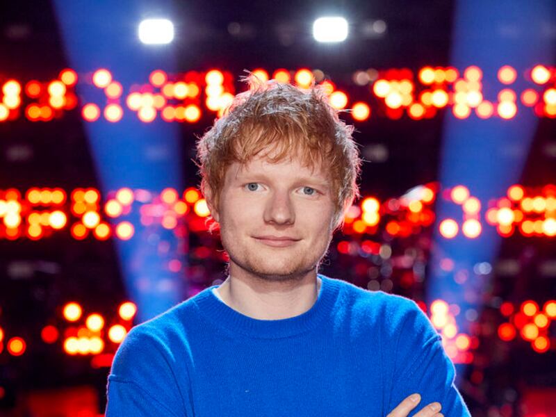 Ed Sheeran is pictured on the set of “The Voice,” where he is a mentor for the Knockout round.