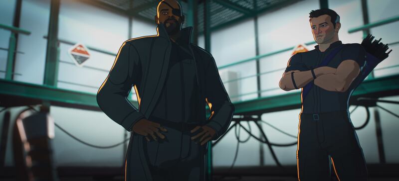 Nick Fury and Hawkeye in Marvel Studios’ “What If...?”