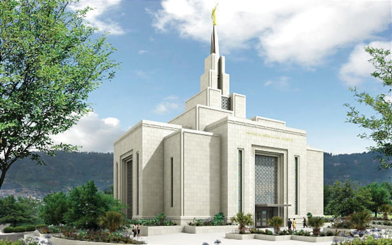 Construction on the Tegucigalpa Honduras Temple of The Church of Jesus Christ of Latter-day Saints has halted and a new site is being sought. (photo graphic courtesy LDS Church)